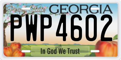 GA license plate PWP4602