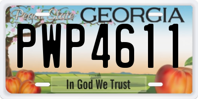 GA license plate PWP4611
