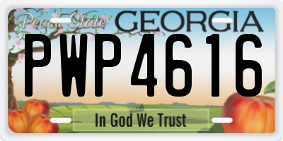 GA license plate PWP4616