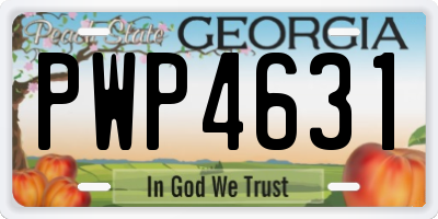 GA license plate PWP4631