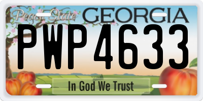 GA license plate PWP4633
