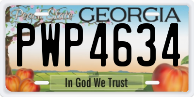 GA license plate PWP4634