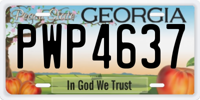 GA license plate PWP4637