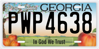 GA license plate PWP4638