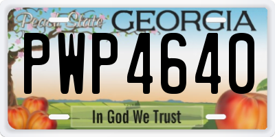 GA license plate PWP4640
