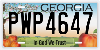 GA license plate PWP4647