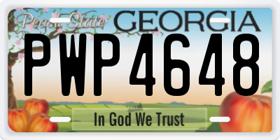 GA license plate PWP4648