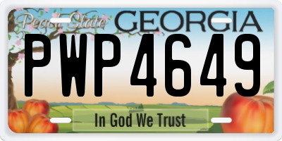 GA license plate PWP4649