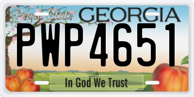 GA license plate PWP4651