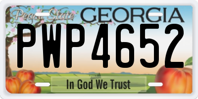 GA license plate PWP4652