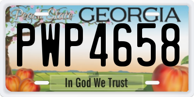 GA license plate PWP4658