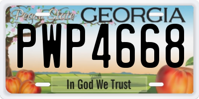 GA license plate PWP4668