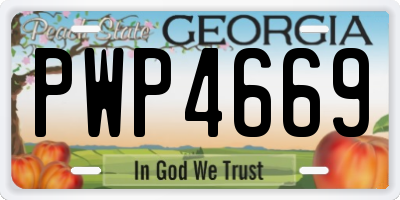 GA license plate PWP4669