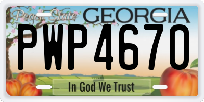 GA license plate PWP4670