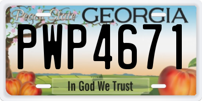 GA license plate PWP4671