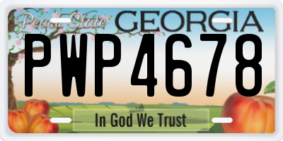 GA license plate PWP4678