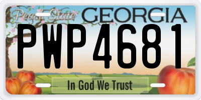 GA license plate PWP4681