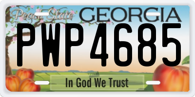 GA license plate PWP4685