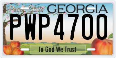 GA license plate PWP4700