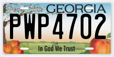 GA license plate PWP4702
