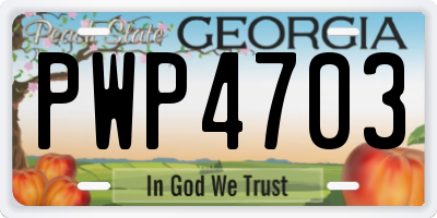 GA license plate PWP4703