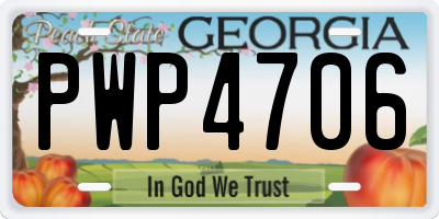 GA license plate PWP4706
