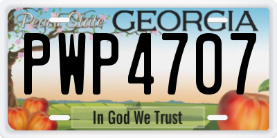 GA license plate PWP4707