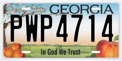 GA license plate PWP4714