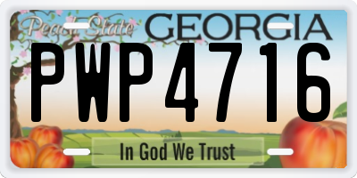 GA license plate PWP4716