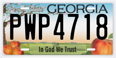 GA license plate PWP4718
