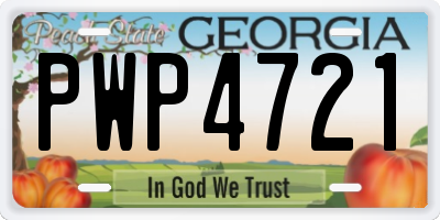 GA license plate PWP4721