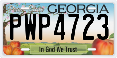 GA license plate PWP4723