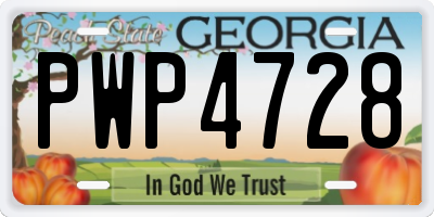 GA license plate PWP4728