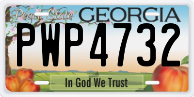 GA license plate PWP4732