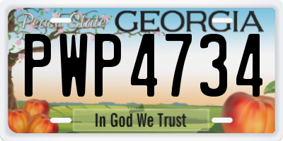 GA license plate PWP4734