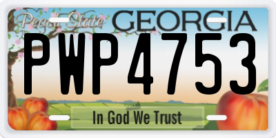 GA license plate PWP4753