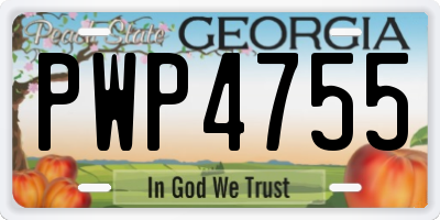 GA license plate PWP4755