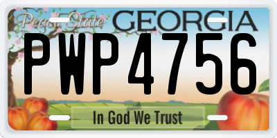 GA license plate PWP4756