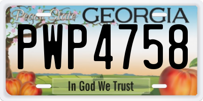 GA license plate PWP4758