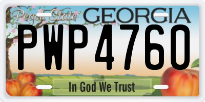 GA license plate PWP4760