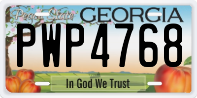 GA license plate PWP4768