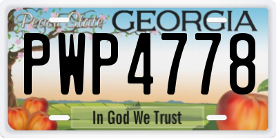 GA license plate PWP4778