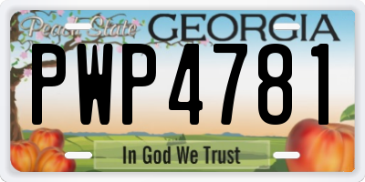 GA license plate PWP4781