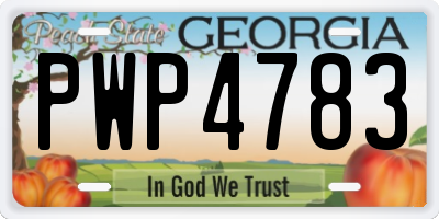GA license plate PWP4783