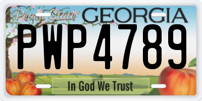 GA license plate PWP4789