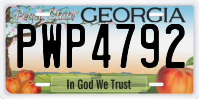 GA license plate PWP4792