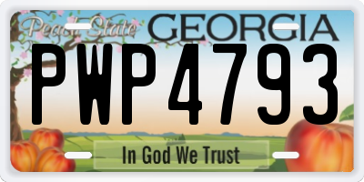 GA license plate PWP4793
