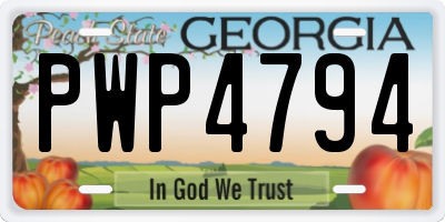 GA license plate PWP4794