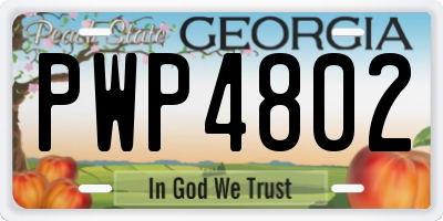 GA license plate PWP4802