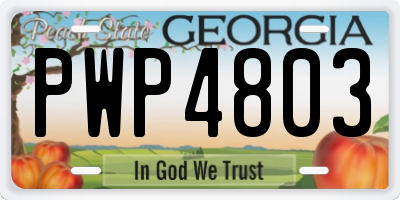 GA license plate PWP4803